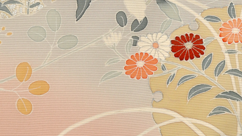 夏物_訪問着(グレーにピンクボカシ地・秋の草花)