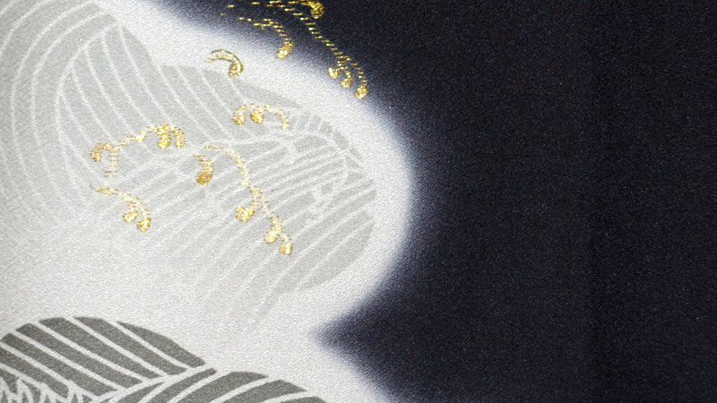 単衣訪問着［黒地の波模様］